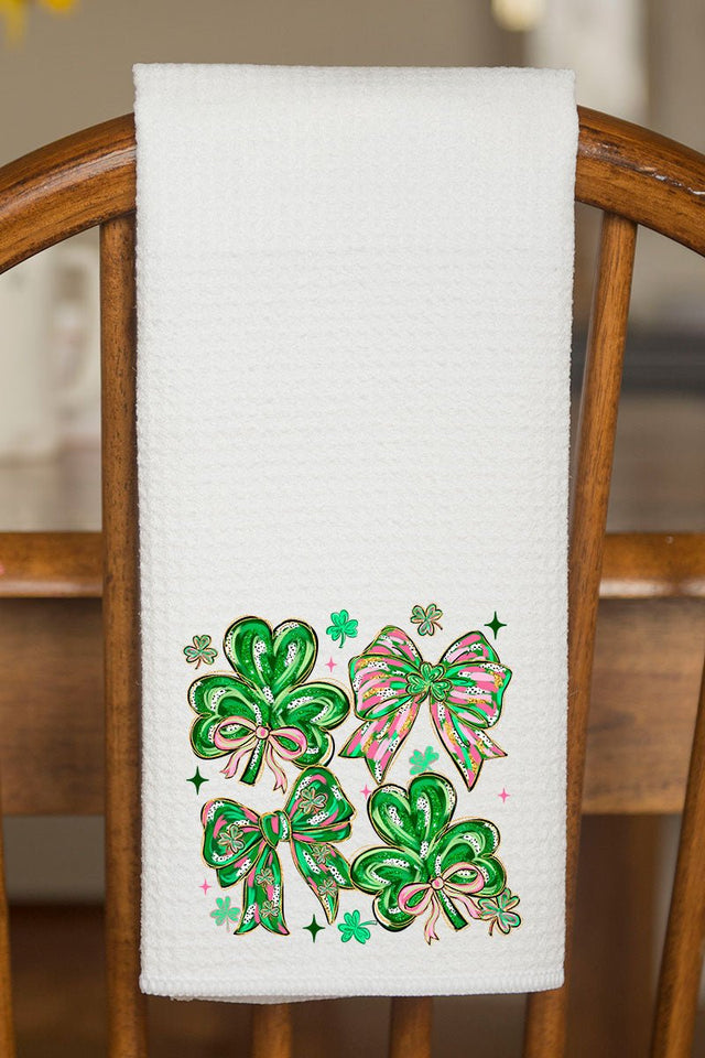 Lucky Luxe Bows Waffle Kitchen Towel - Wholesale Accessory Market