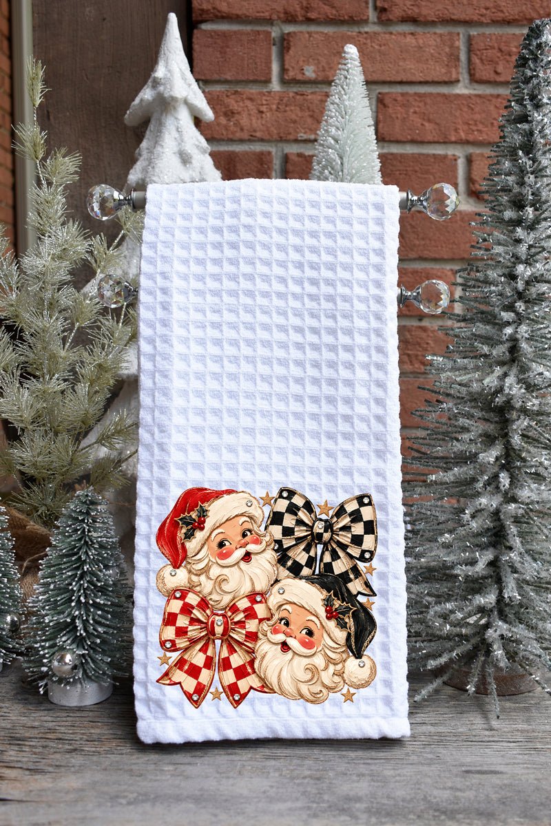 Merry Check Santa Waffle Kitchen Towel - Wholesale Accessory Market