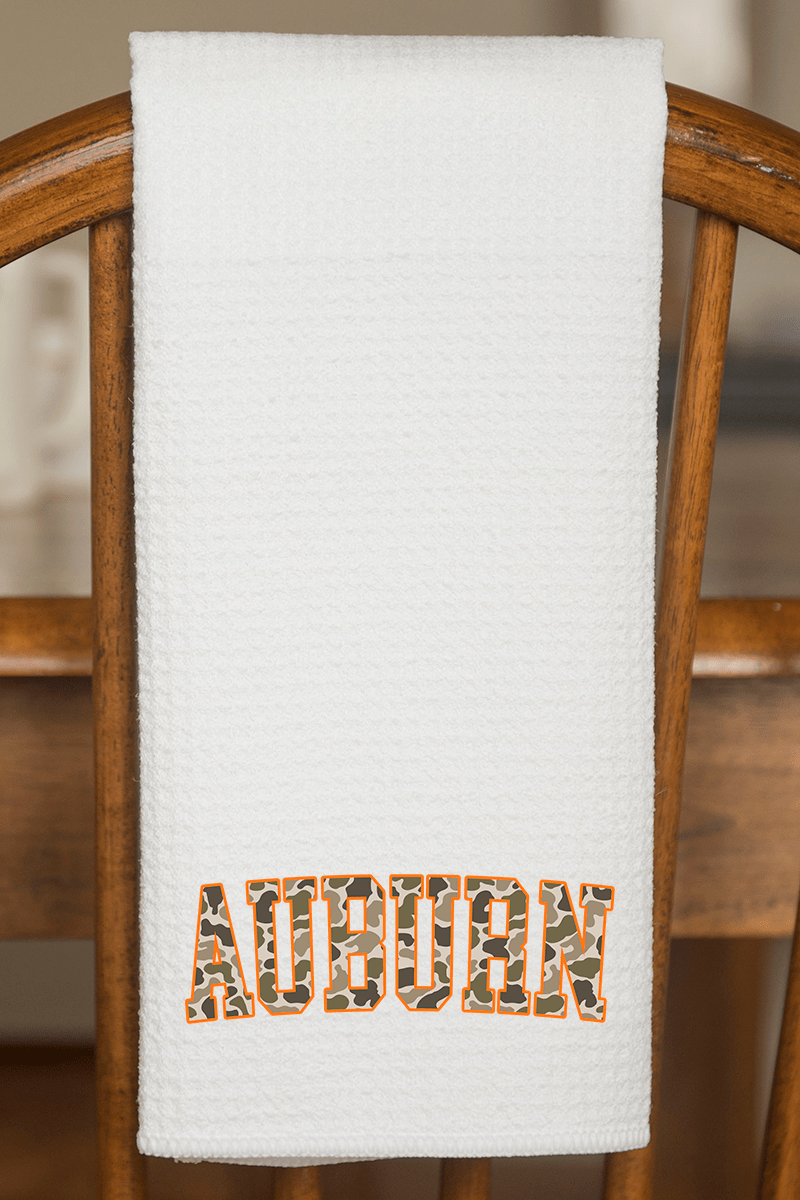 Orange Auburn Camo Waffle Kitchen Towel - Wholesale Accessory Market