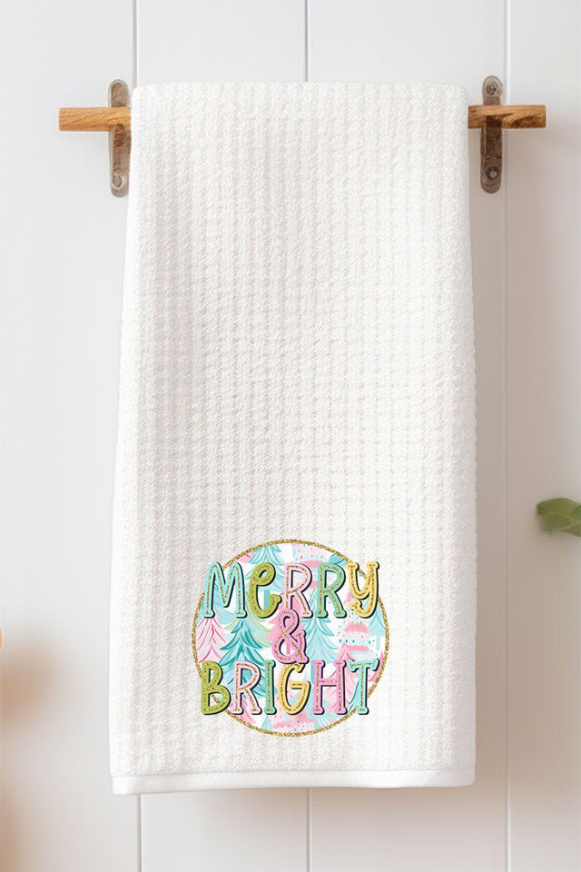 Pastel Merry And Bright Waffle Kitchen Towel - Wholesale Accessory Market