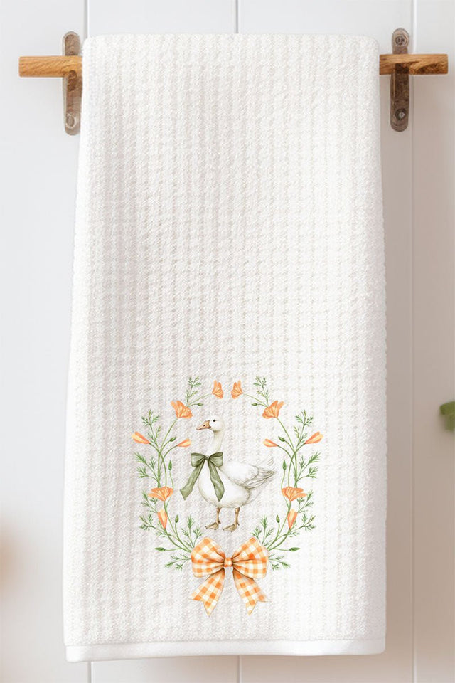 Peach Petals Goose Waffle Kitchen Towel - Wholesale Accessory Market