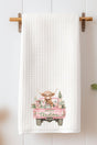 Pink Highland Cow Christmas Waffle Kitchen Towel - Wholesale Accessory Market