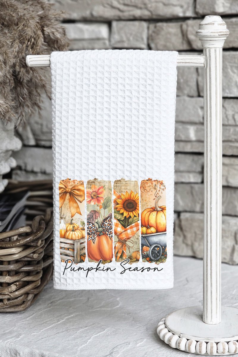 Pumpkin Season Collage Waffle Kitchen Towel - Wholesale Accessory Market