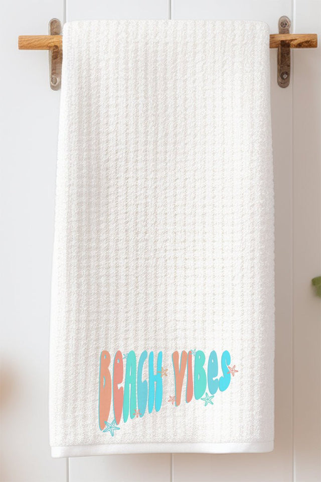 Retro Beach Vibes Waffle Kitchen Towel - Wholesale Accessory Market
