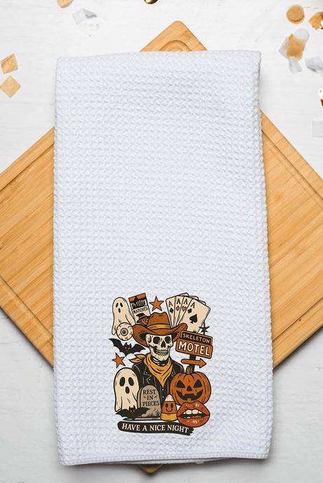 Skeleton Motel Waffle Kitchen Towel - Wholesale Accessory Market