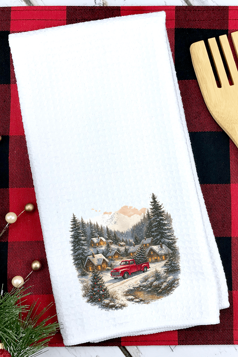 Snowfall On Main Street Waffle Kitchen Towel - Wholesale Accessory Market