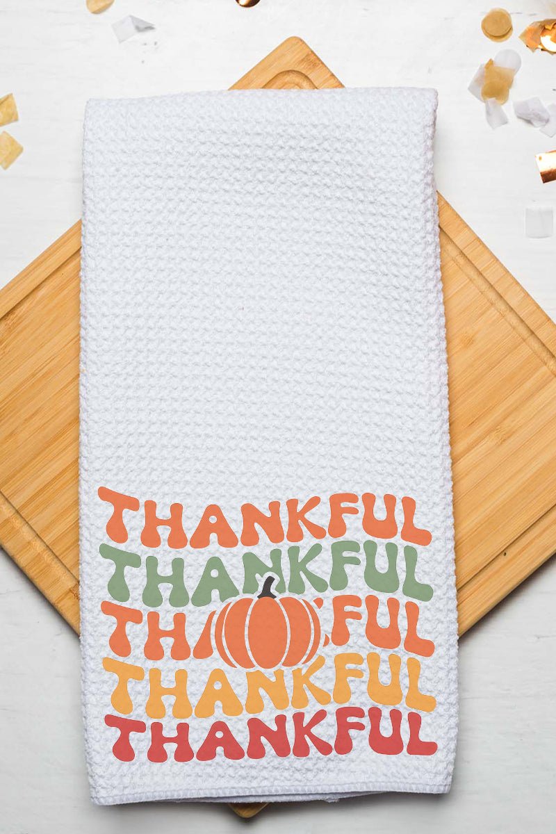 Stacked Thankful Waffle Kitchen Towel - Wholesale Accessory Market
