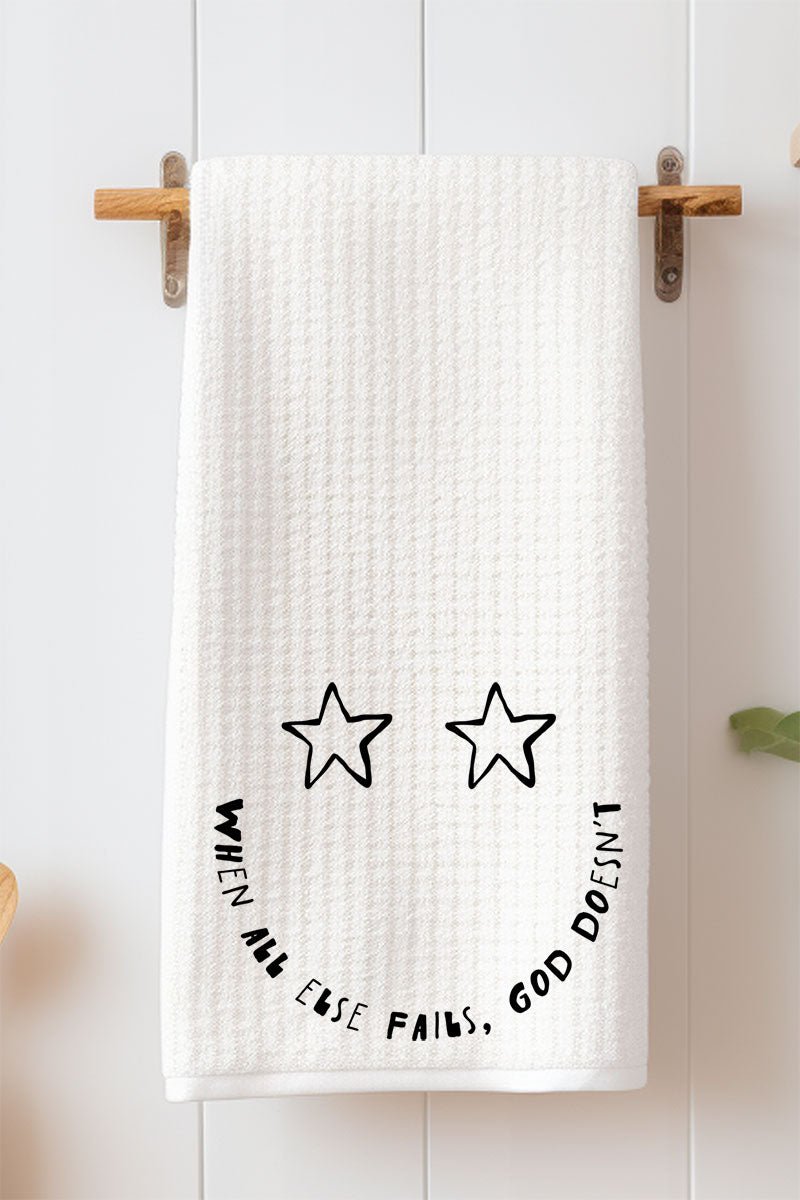 Star Eyes God Never Fails Waffle Kitchen Towel - Wholesale Accessory Market