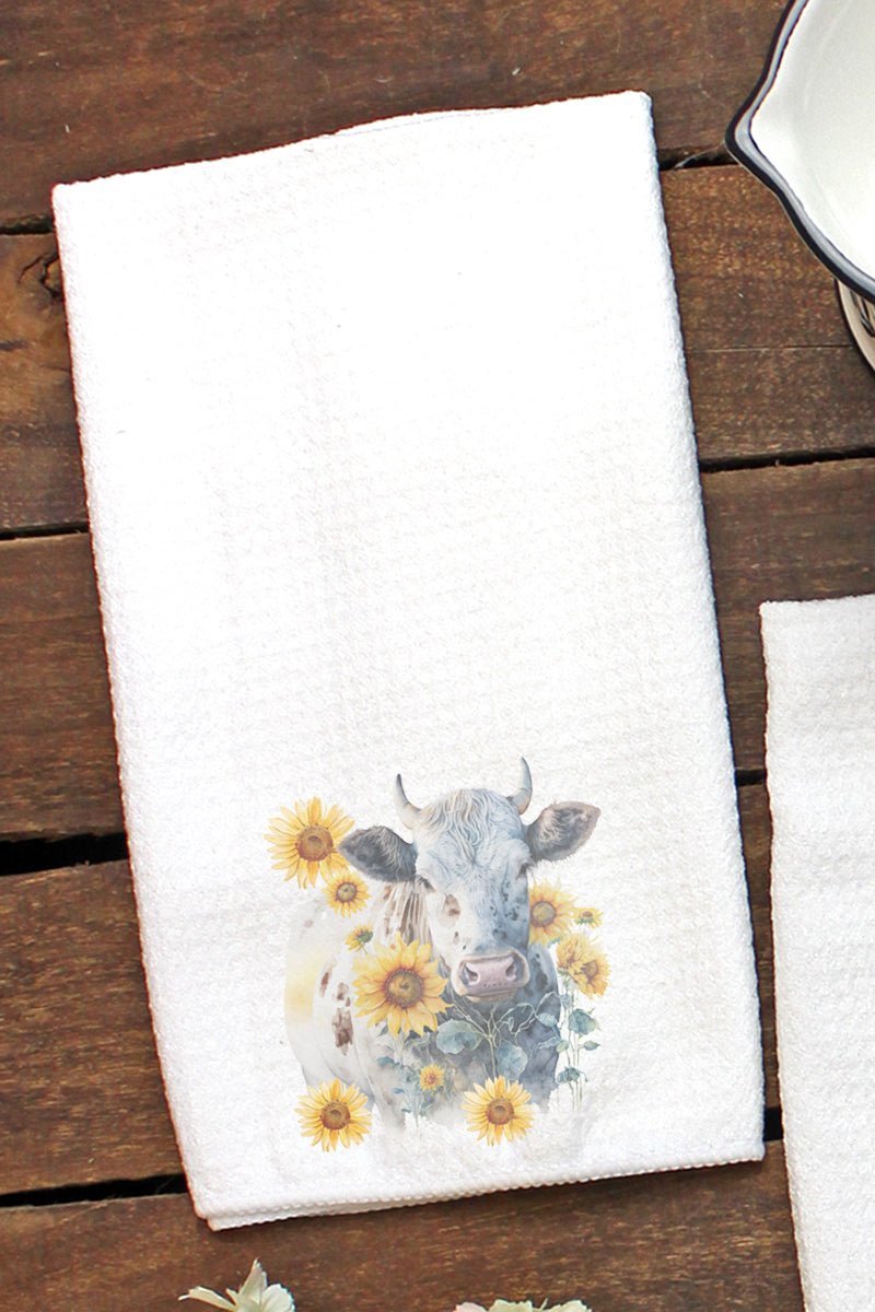 Sunflower Heifer Waffle Kitchen Towel - Wholesale Accessory Market