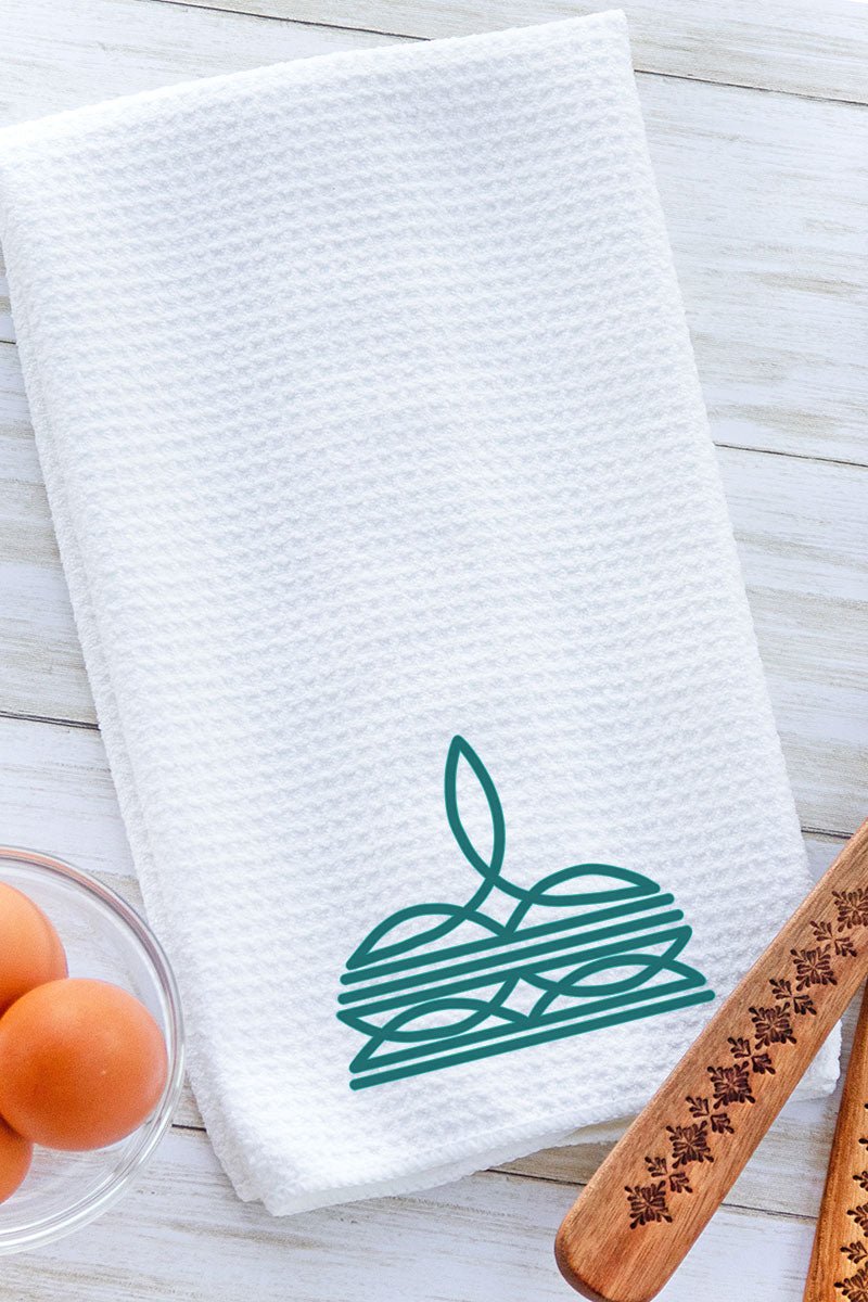 Turquoise Boot Stitch Waffle Kitchen Towel - Wholesale Accessory Market