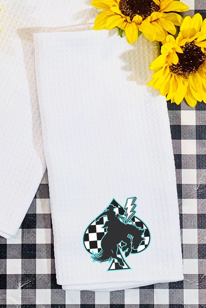 Turquoise Outlaw Waffle Kitchen Towel - Wholesale Accessory Market