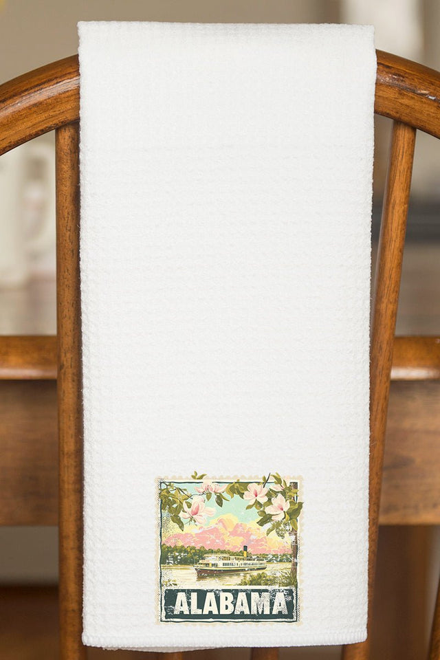 Vintage Alabama Stamp Waffle Kitchen Towel - Wholesale Accessory Market
