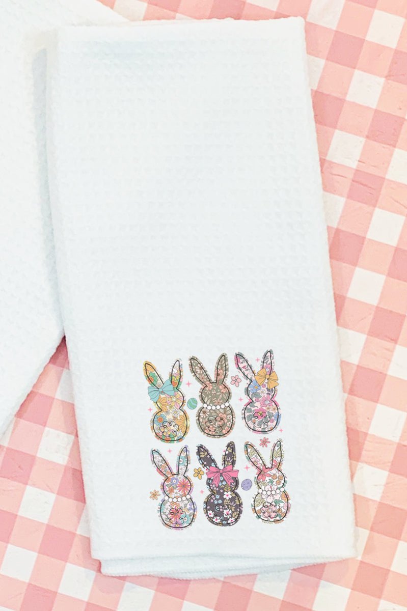 Vintage Bunny Blooms Waffle Kitchen Towel - Wholesale Accessory Market