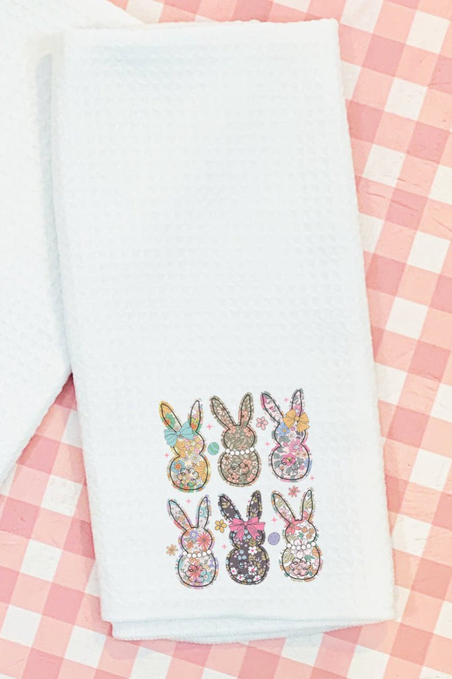 Vintage Bunny Blooms Waffle Kitchen Towel - Wholesale Accessory Market