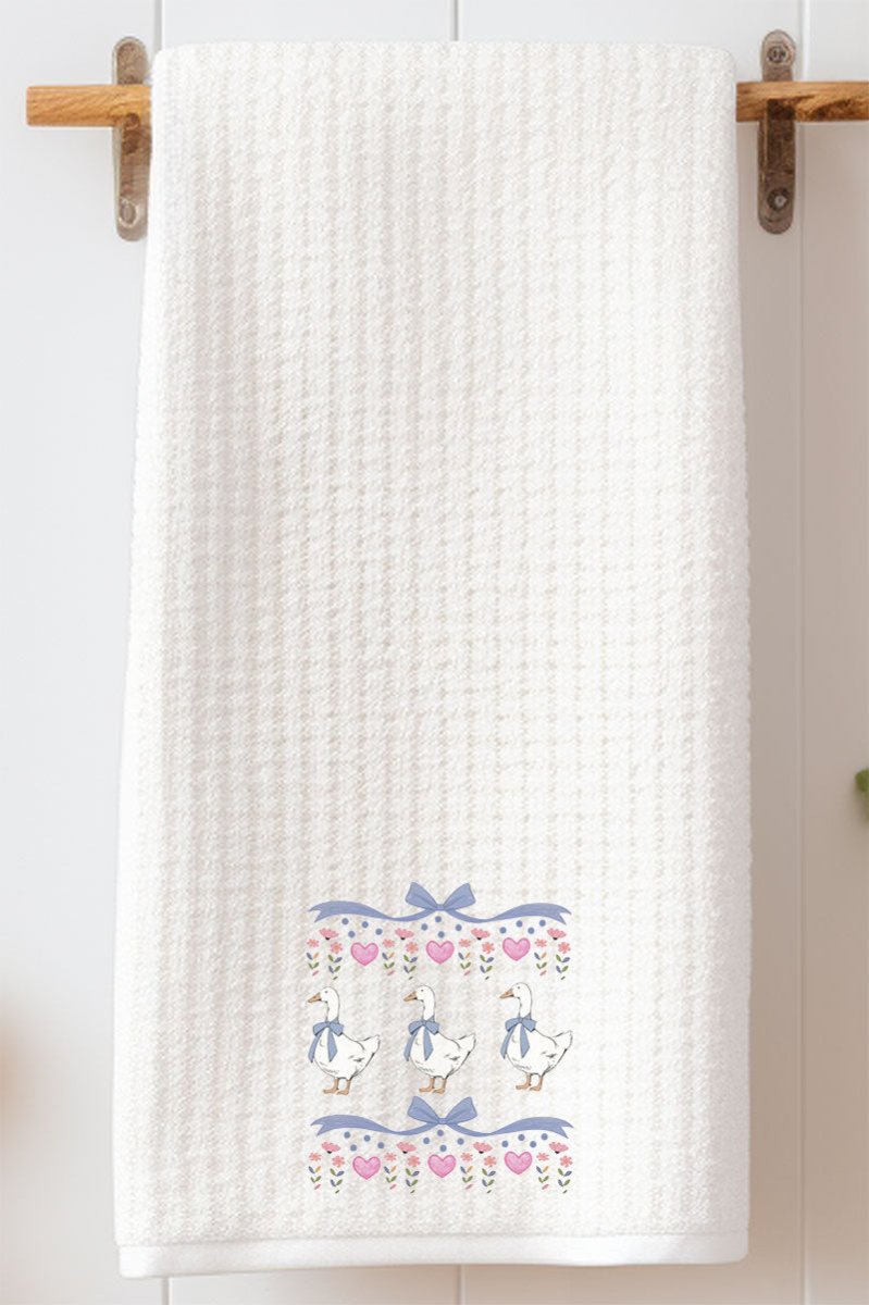 Vintage Geese Girls Waffle Kitchen Towel - Wholesale Accessory Market