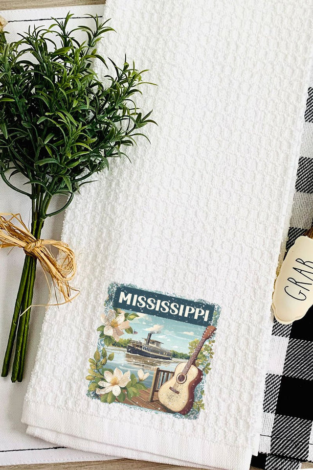 Vintage Mississippi Stamp Waffle Kitchen Towel - Wholesale Accessory Market