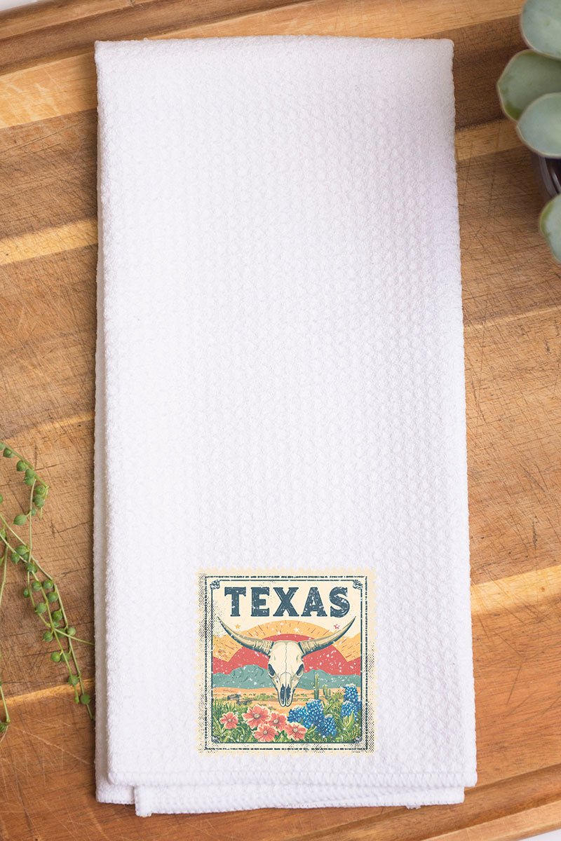 Vintage Texas Stamp Waffle Kitchen Towel - Wholesale Accessory Market