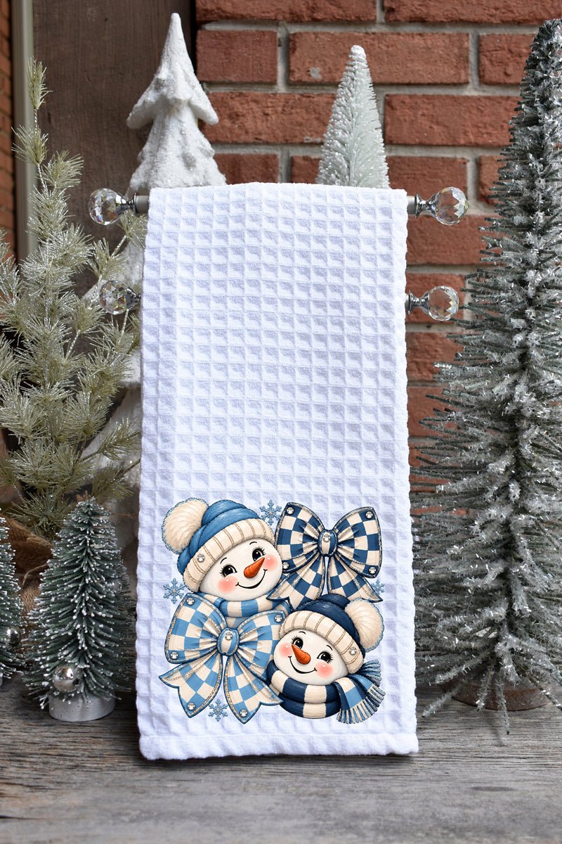 Winter Check Snowmen Waffle Kitchen Towel - Wholesale Accessory Market