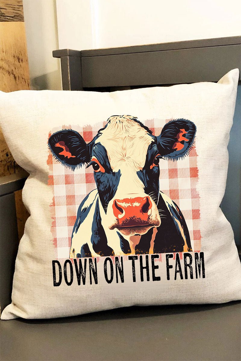 Down On The Farm Cow Decorative Pillow Cover - Wholesale Accessory Market