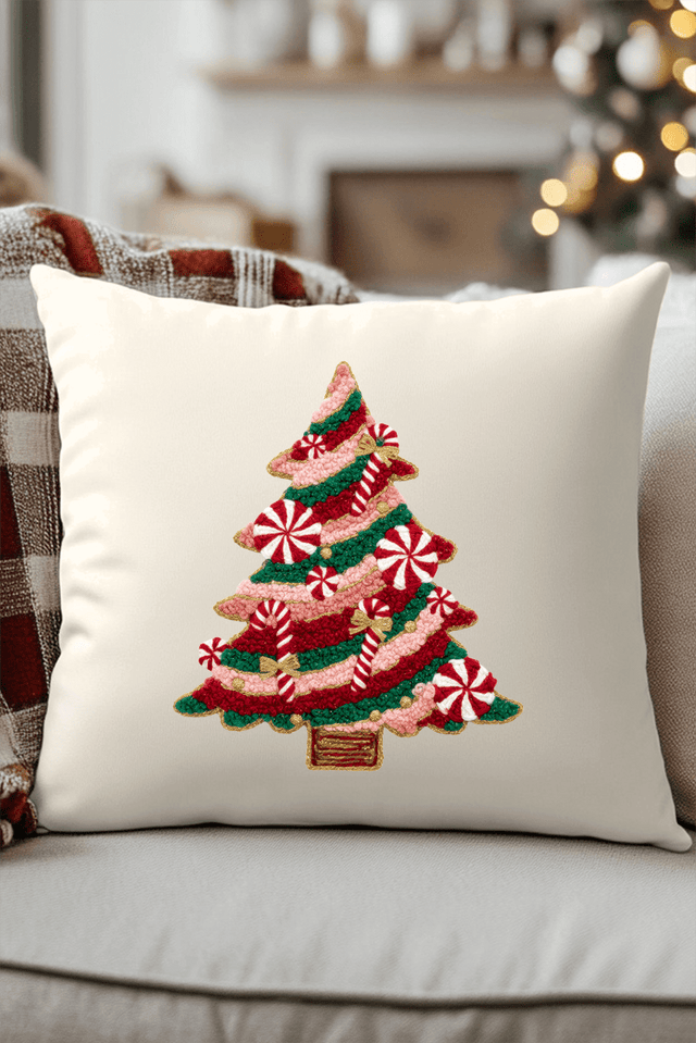 Faux Yarn Candy Cane Wishes Decorative Pillow Cover - Wholesale Accessory Market