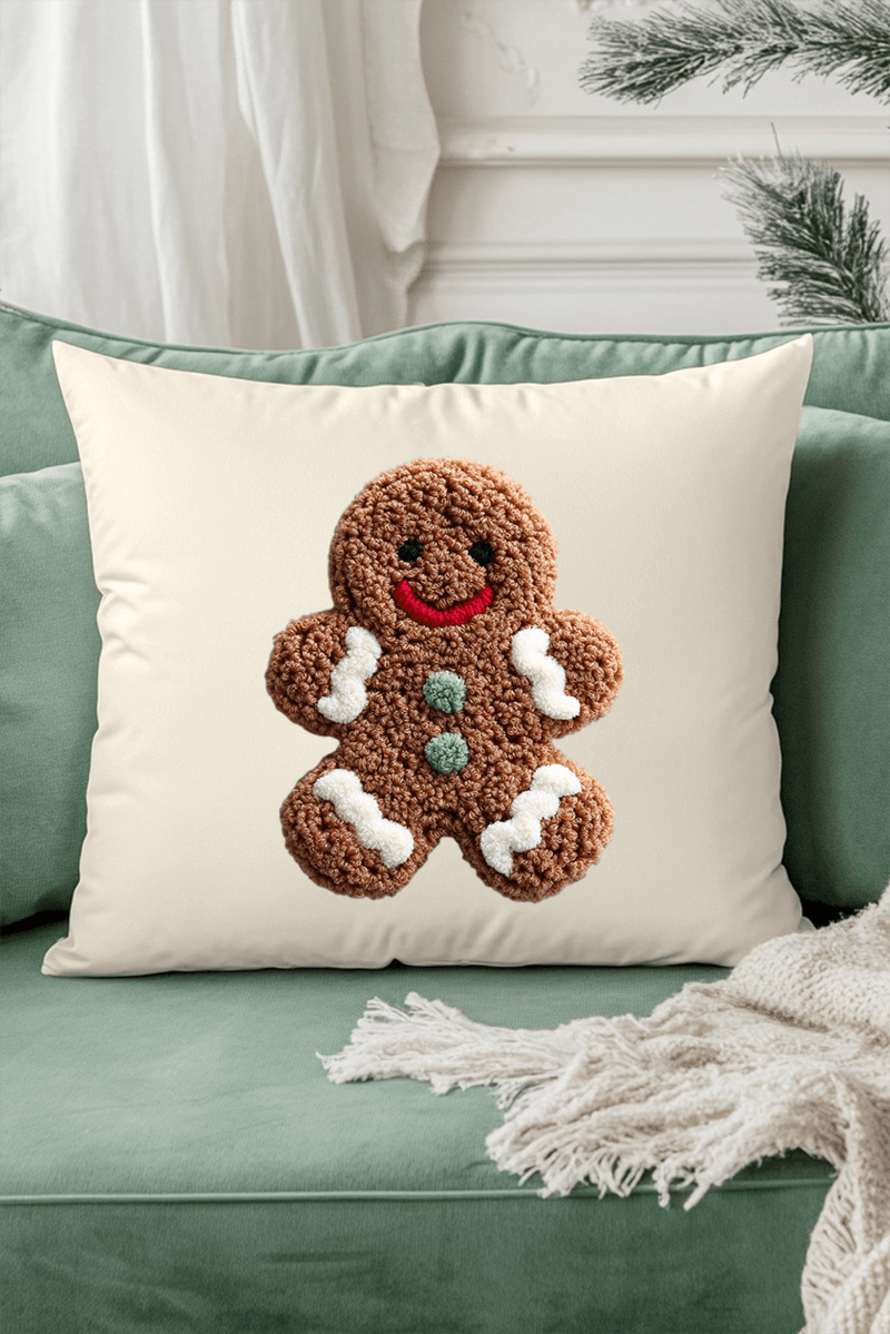 Faux Yarn Gingerbread Kisses Decorative Pillow Cover - Wholesale Accessory Market