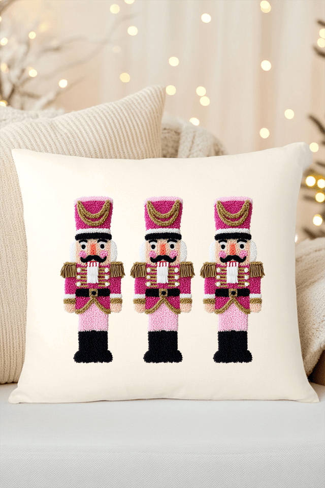 Faux Yarn Holiday Guard Nutcracker Decorative Pillow Cover - Wholesale Accessory Market