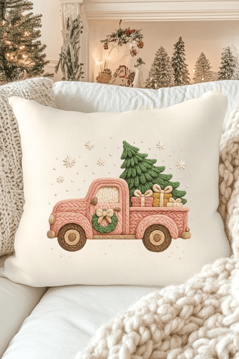 Faux Yarn Holly Jolly Haul Decorative Pillow Cover - Wholesale Accessory Market