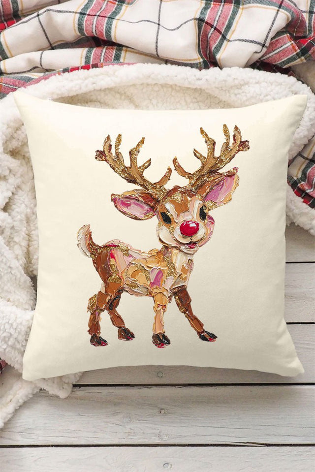 The Painted Red Nose Reindeer Decorative Pillow Cover - Wholesale Accessory Market