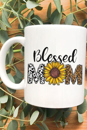 Cow Leopard Blessed Mom White Mug - Wholesale Accessory Market