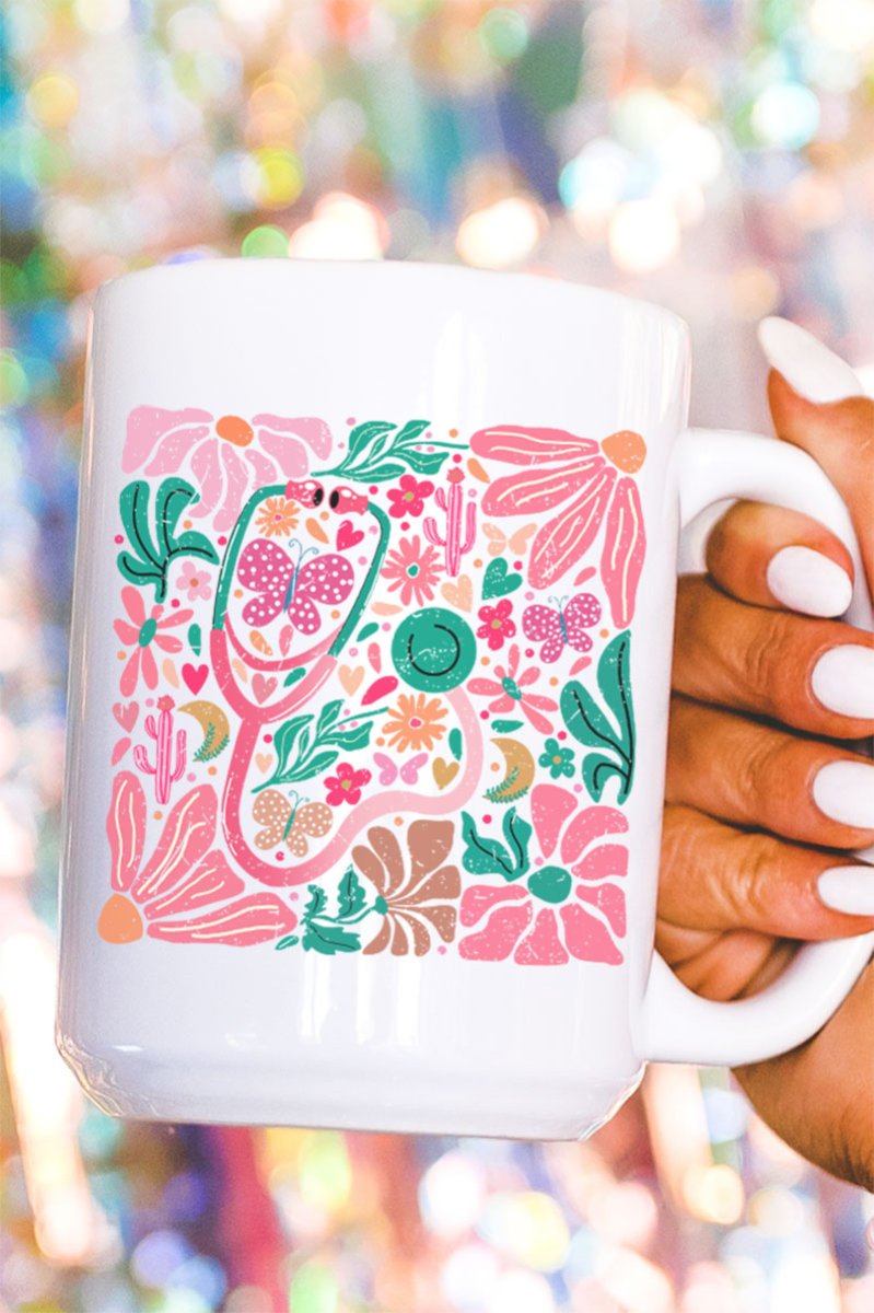 Doodle Boho Nurse Ceramic Mug - Wholesale Accessory Market