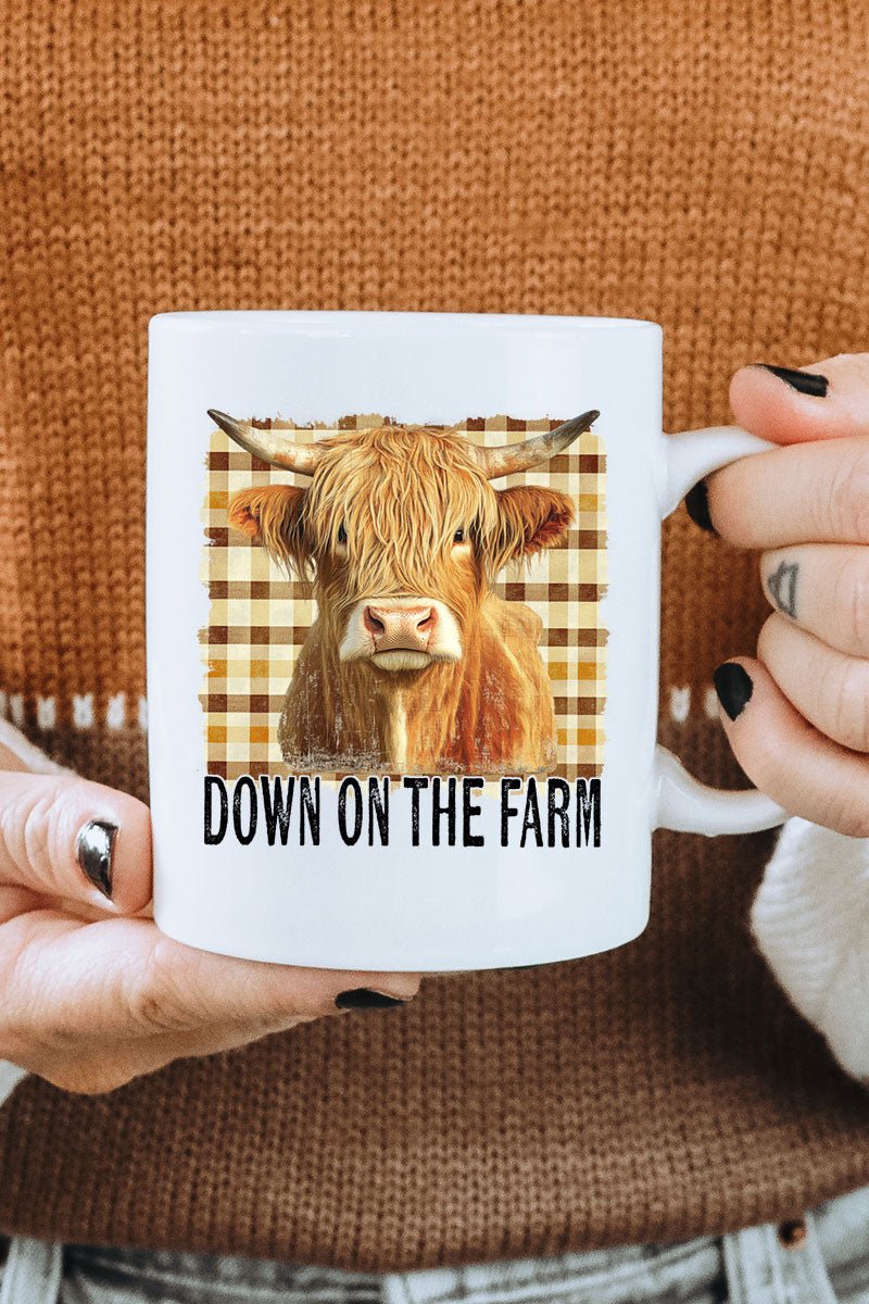 Down On The Farm Highland Cow Ceramic Mug - Wholesale Accessory Market