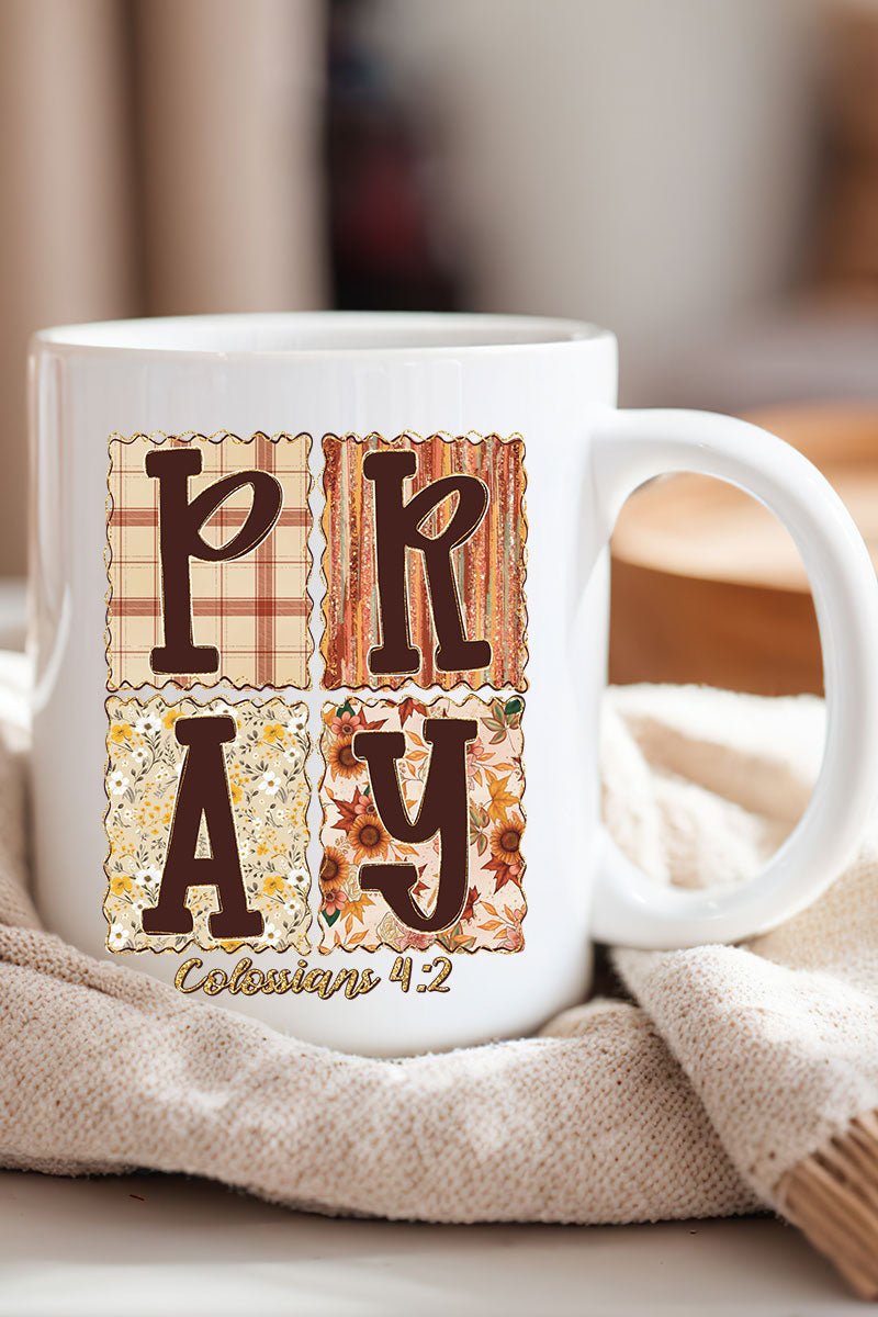 Fall Floral Pray Ceramic Mug - Wholesale Accessory Market