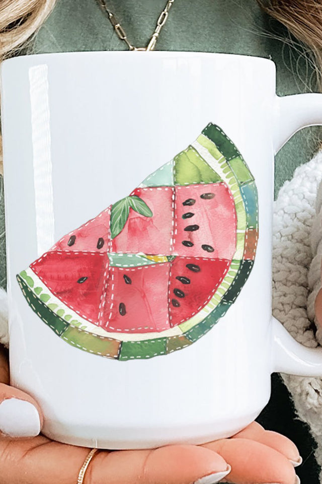 Faux Patchwork Watermelon Ceramic Mug - Wholesale Accessory Market