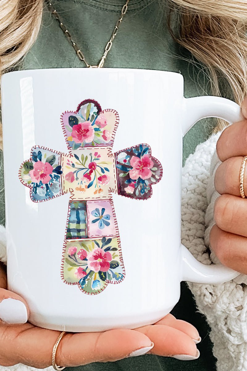 Faux Quilted Cross Ceramic Mug - Wholesale Accessory Market