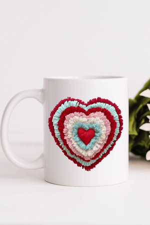 Faux Yarn Heart Collection Ceramic Mug - Wholesale Accessory Market