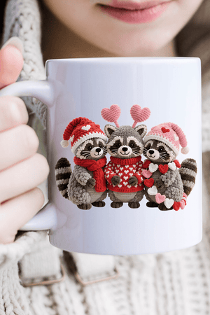 Faux Yarn Raccoon Romance Ceramic Mug - Wholesale Accessory Market