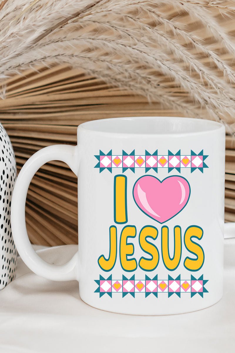 Folk Faith: I Love Jesus Ceramic Mug - Wholesale Accessory Market