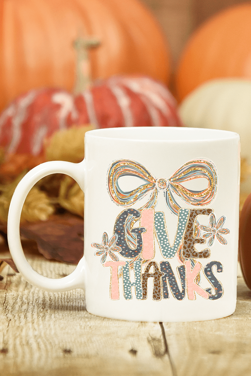 Give Thanks Coquette Ceramic Mug - Wholesale Accessory Market