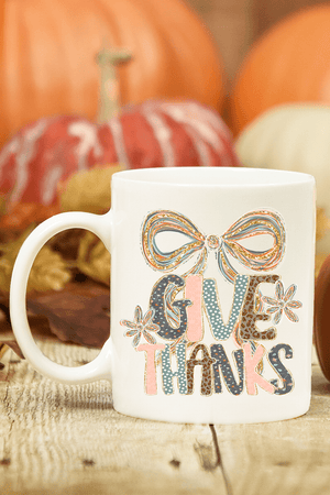 Give Thanks Coquette Ceramic Mug - Wholesale Accessory Market
