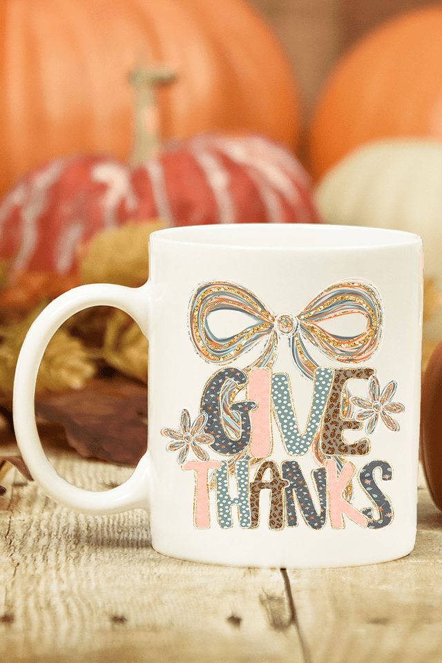 Give Thanks Coquette Ceramic Mug - Wholesale Accessory Market