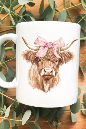 Highland Cow Bows White Mug - Wholesale Accessory Market