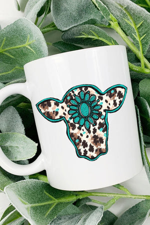 Leopard Concho Cow Ceramic Mug - Wholesale Accessory Market
