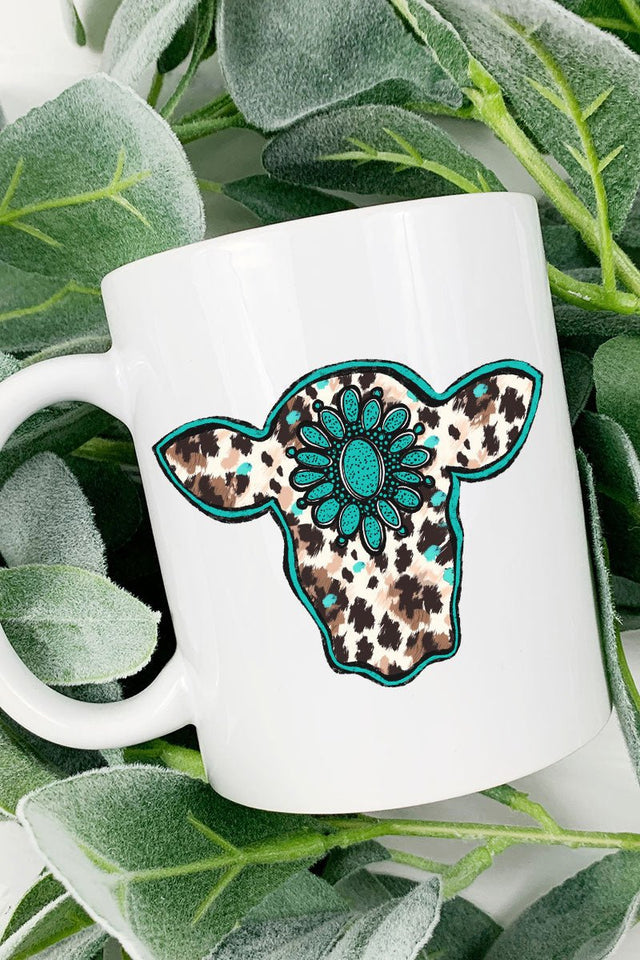 Leopard Concho Cow Ceramic Mug - Wholesale Accessory Market