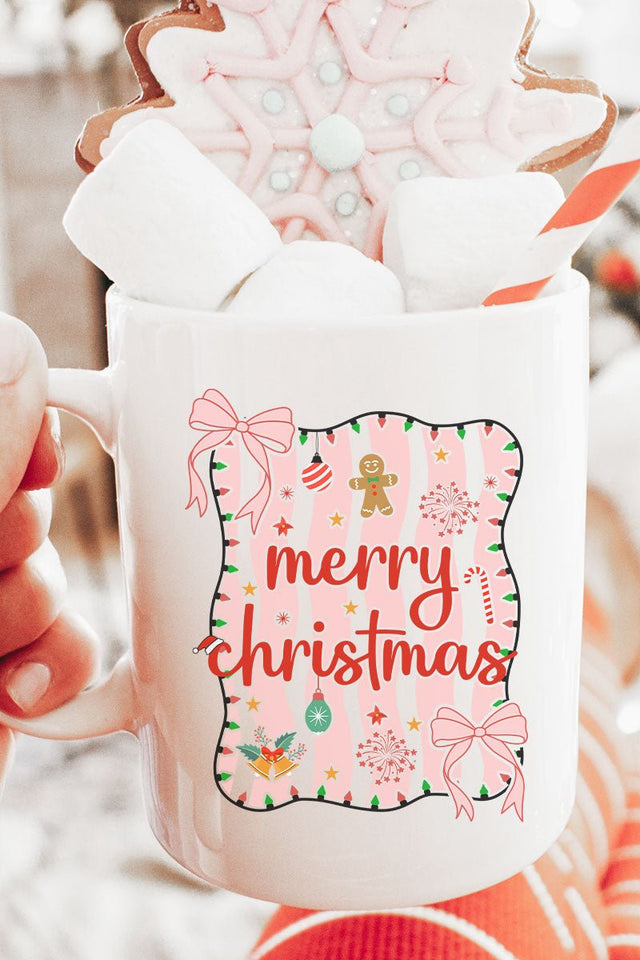Merry Christmas Doodle Coquette Ceramic Mug - Wholesale Accessory Market
