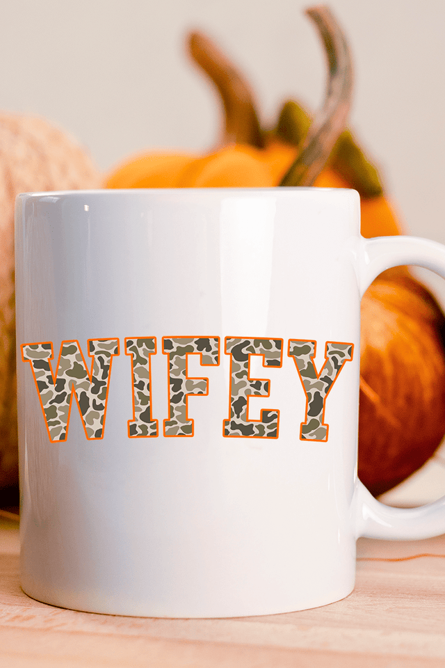 Orange Wifey Camo Ceramic Mug - Wholesale Accessory Market