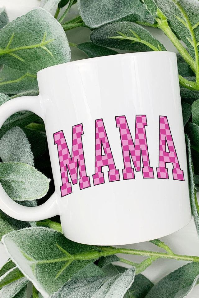 Pink Checkered Mama Ceramic Mug - Wholesale Accessory Market
