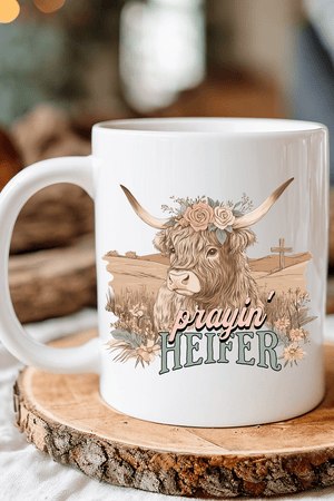 Prayin' Heifer Ceramic Mug - Wholesale Accessory Market