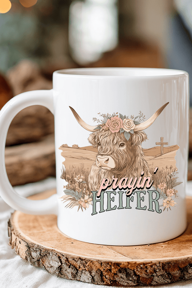 Prayin' Heifer Ceramic Mug - Wholesale Accessory Market