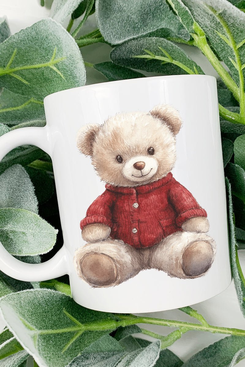 Red Vintage Teddy Bear Ceramic Mug - Wholesale Accessory Market