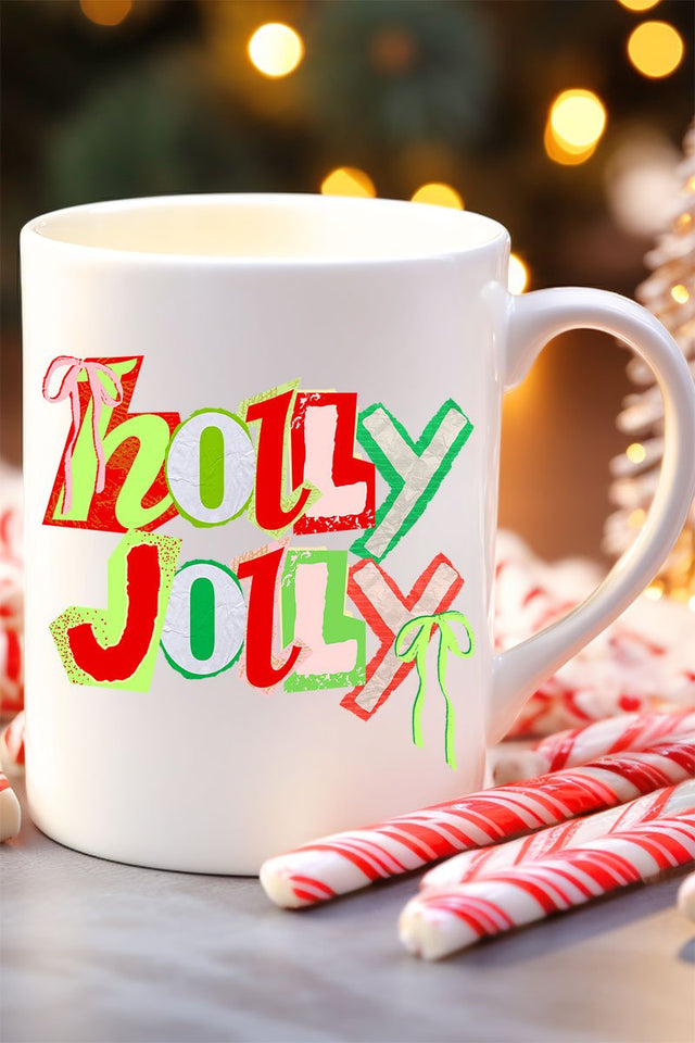 Retro Holly Jolly Ceramic Mug - Wholesale Accessory Market